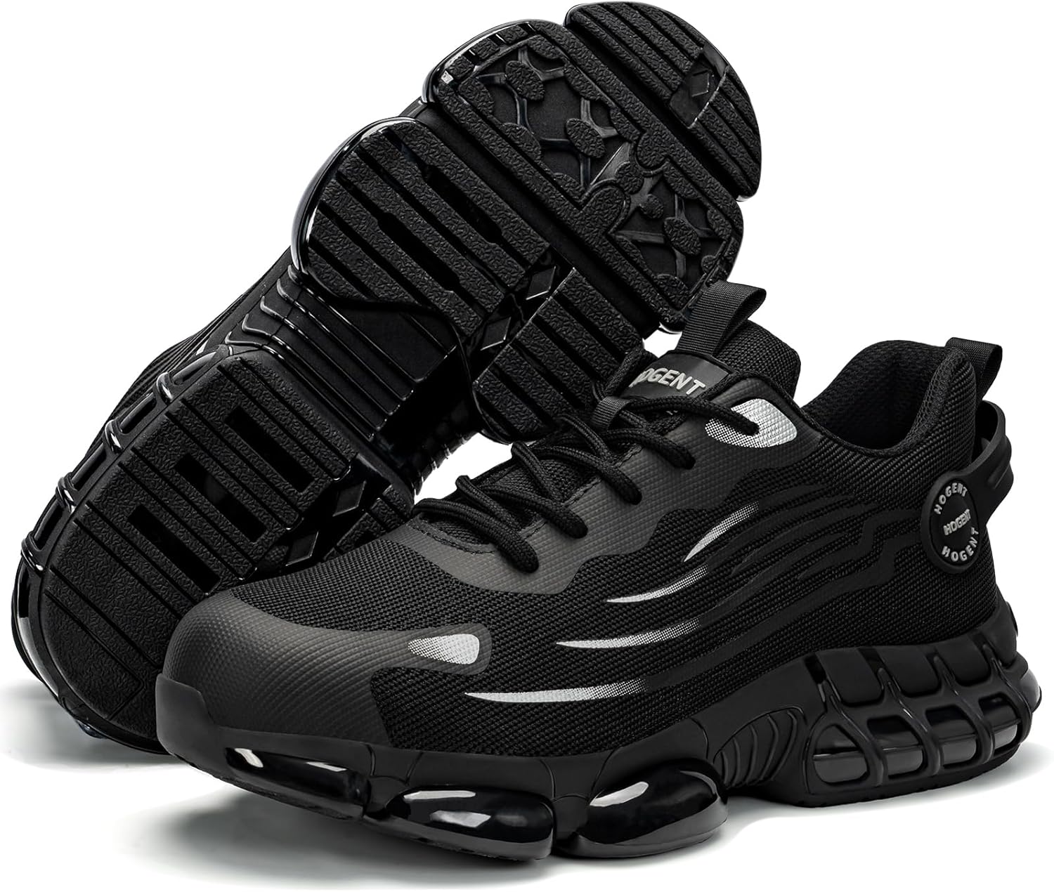 Steel Toe Shoes for Men Women Composite Toe Work Sneakers Indestructible Safety Tennis Shoes Lightweight Breathable Construction Sneakers Puncture Proof Air Cushion Ergonomic Design 10 Women/8.5 Men Black