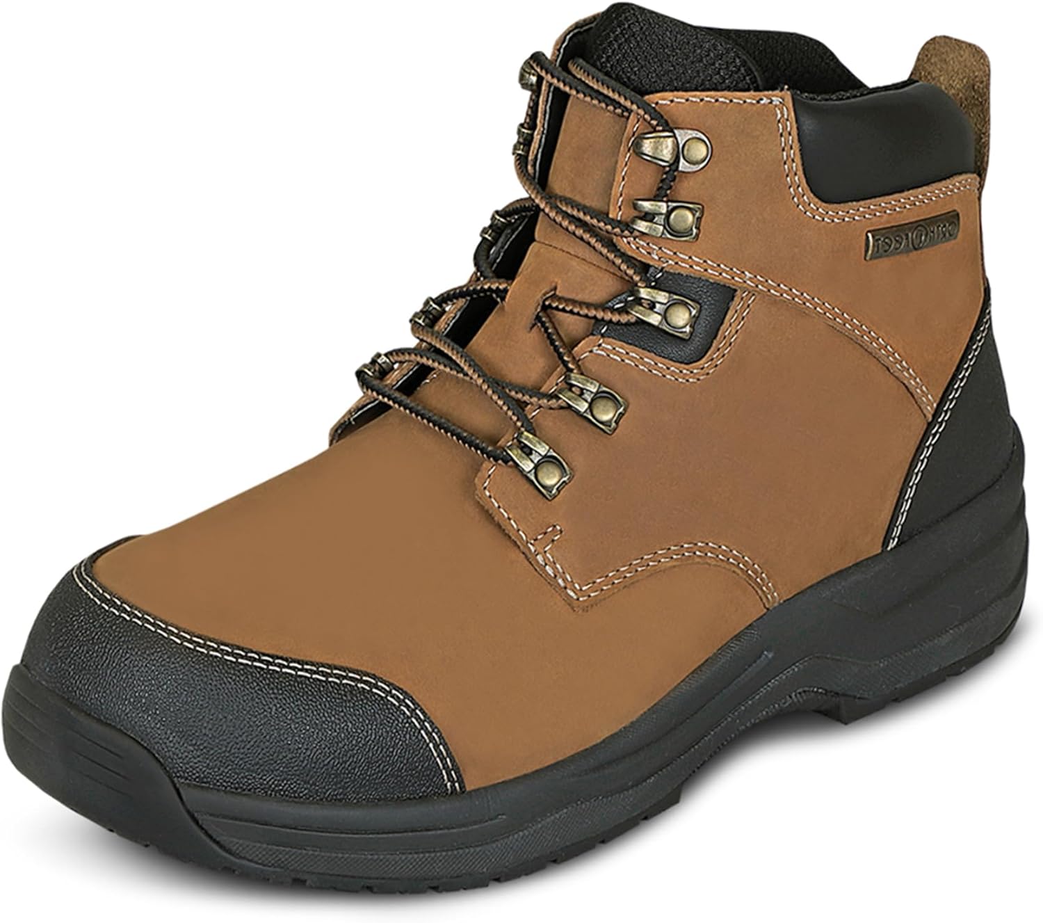 Men's Orthopedic Leather Granite Waterproof Work Boots 9 Brown
