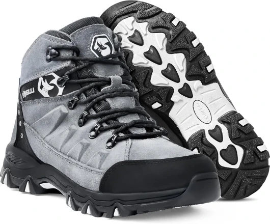 Men’s Hiking Boots – Waterproof Breathable & Lightweight Suede Leather Hiking Boots for Men 9.5 Grey