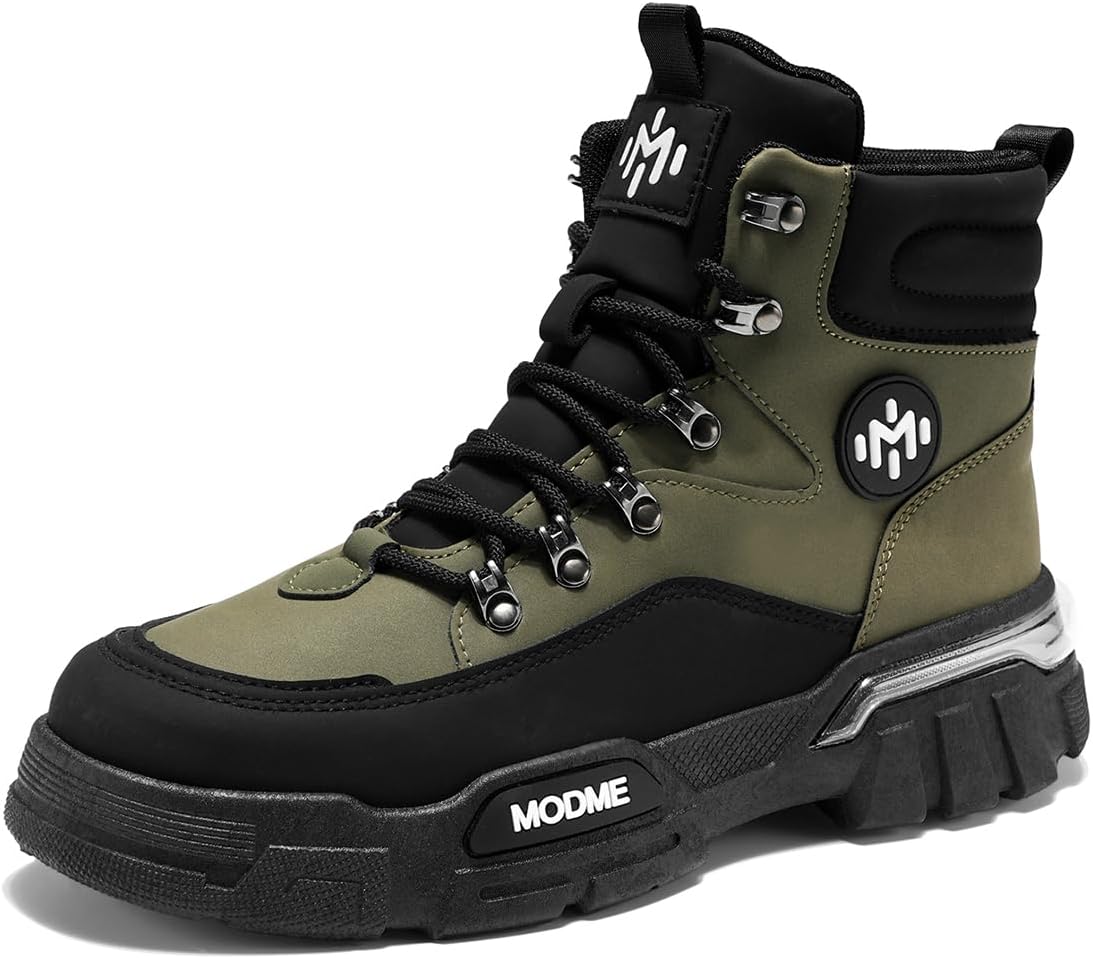 Men's Ankle Hiking Boots - Waterproof Casual Walking Boots - Lightweight outdoor Boots for Men 10 Women/8.5 Men Green