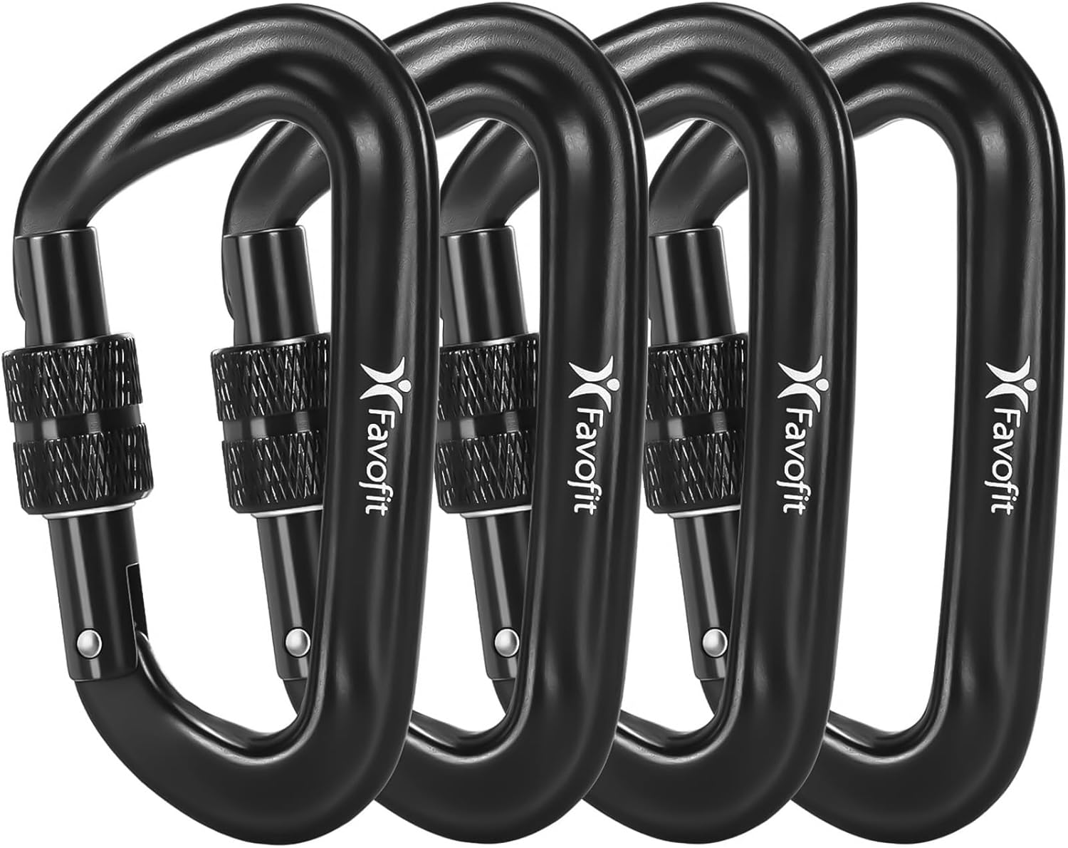 Heavy Duty Locking Carabiner Clips - Favofit 12KN (2697 lbs) Clips 3.2'' Small D Ring for Camping Hammock Hiking Dog Leashes Keychains - Perfect for Outdoor Enthusiasts Screwgate 4pcs