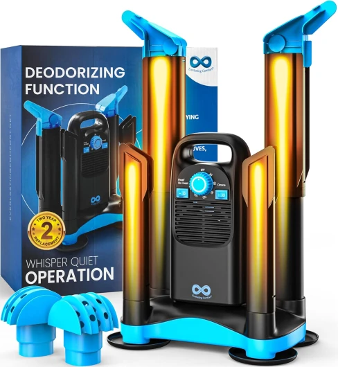Foldable & Compact Boot Dryer & Boot Warmer with Timer, Fast 2-Hour Drying, Shoe Dryer for Work Boots, Sneakers, Gloves, Helmets (2 Pair Upgraded Model)
