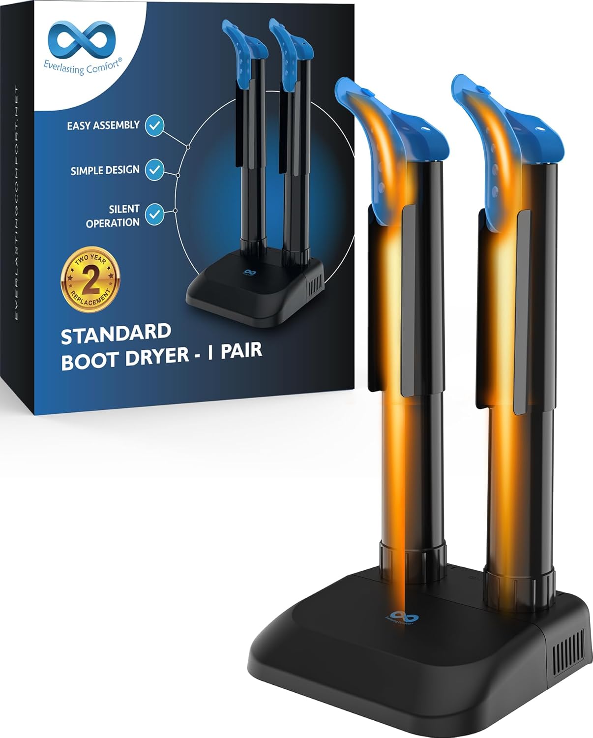 Silent Convection Boot Dryer for Work Boots, Boot Warmer, Energy-Efficient with Fanless Feature to Reduce Smell - Ideal for Sneakers, Cleats & Winter Gear, Ski Boot, Gloves & Shoe 1 Pair Base Model