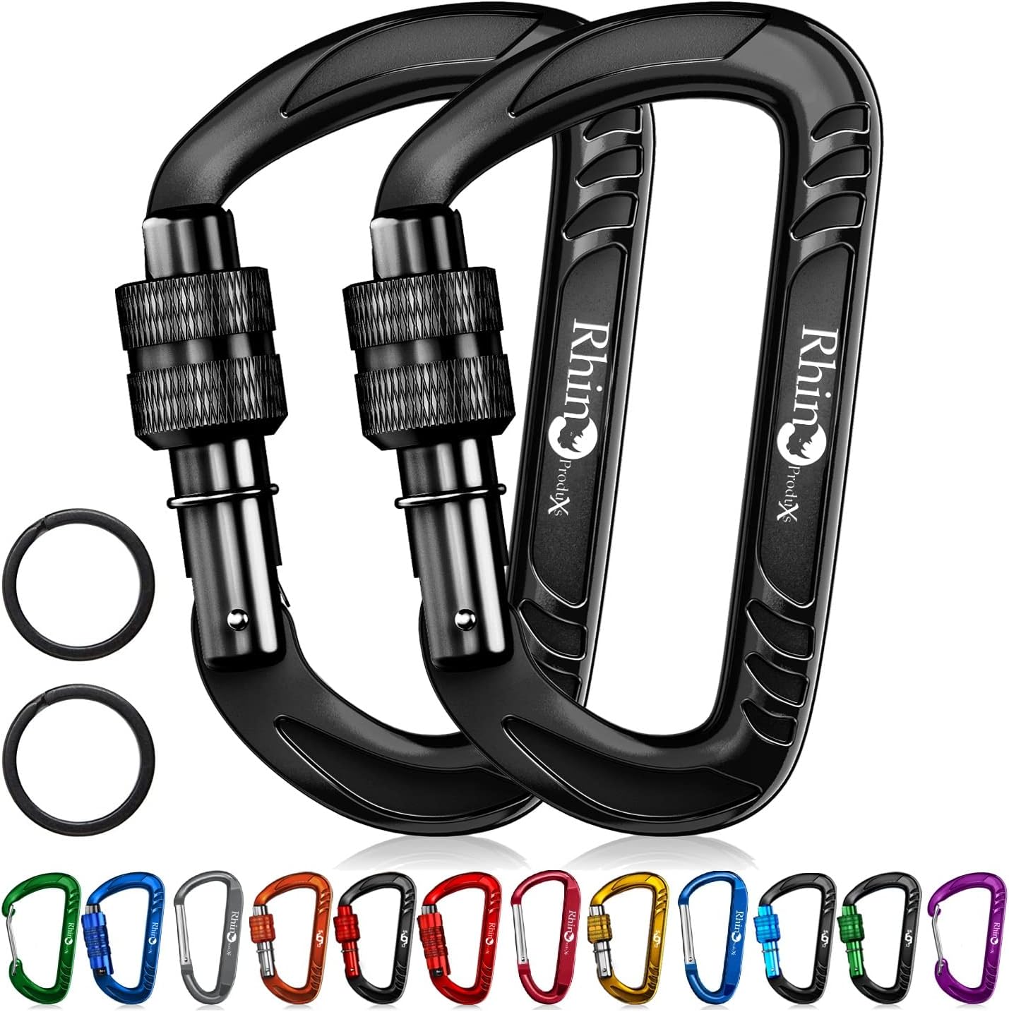 12kN (2697 lbs) Heavy Duty, Locking, Auto Locking, Wiregate Carabiner Clips, for Securing Pets, Outdoor, Camping, Hiking, Hammock, Dog Leash Harness, Keychains Locking Black