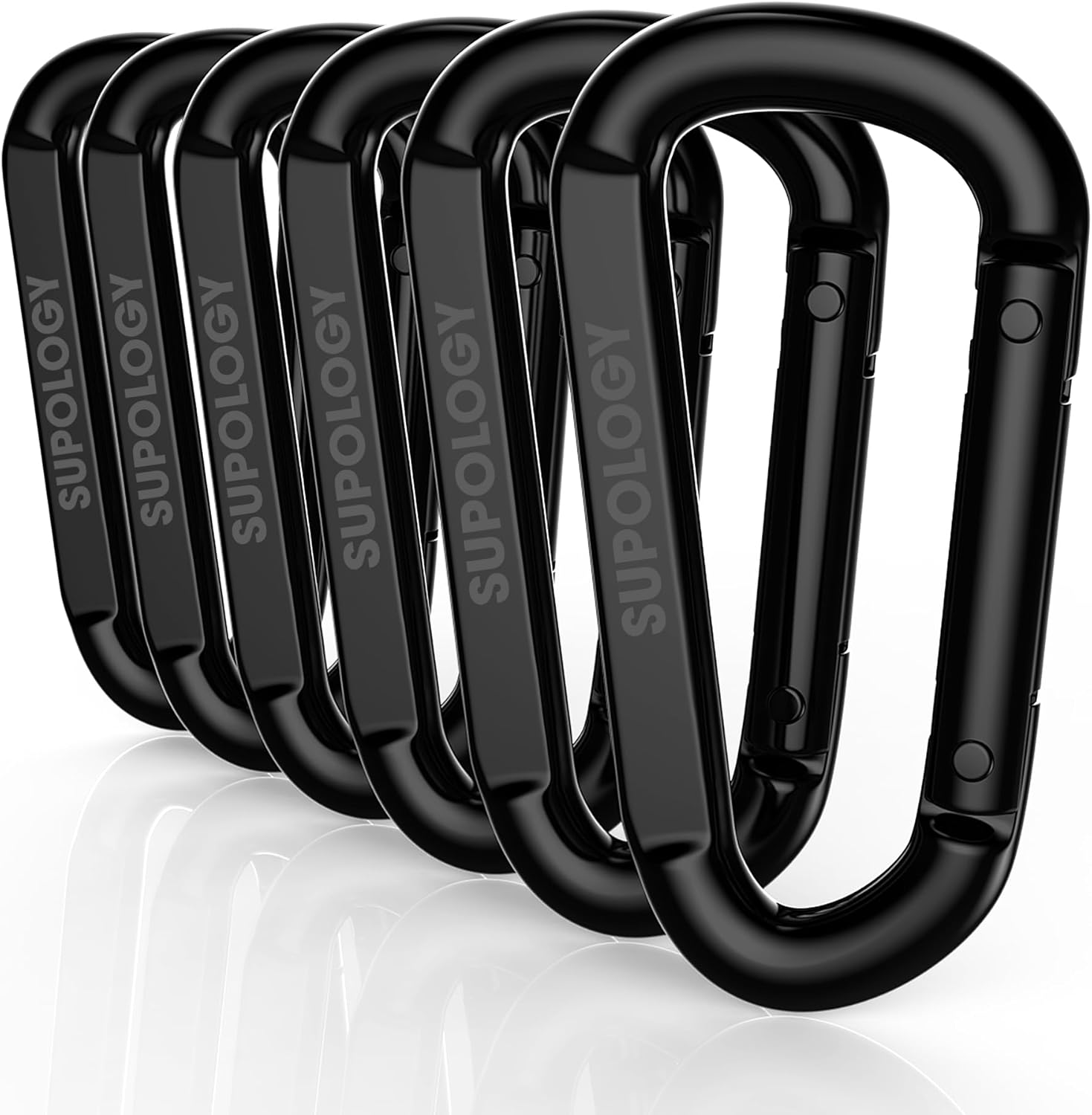 Heavy Duty Carabiner Clip, Steel Carabiners 1100lbs 3" D Shaped Spring Hook Small Clips for Hammocks, Hiking, Keychains, Outdoors and Gym, Dog Leash and Key Ring 6PCS 3'' Clips