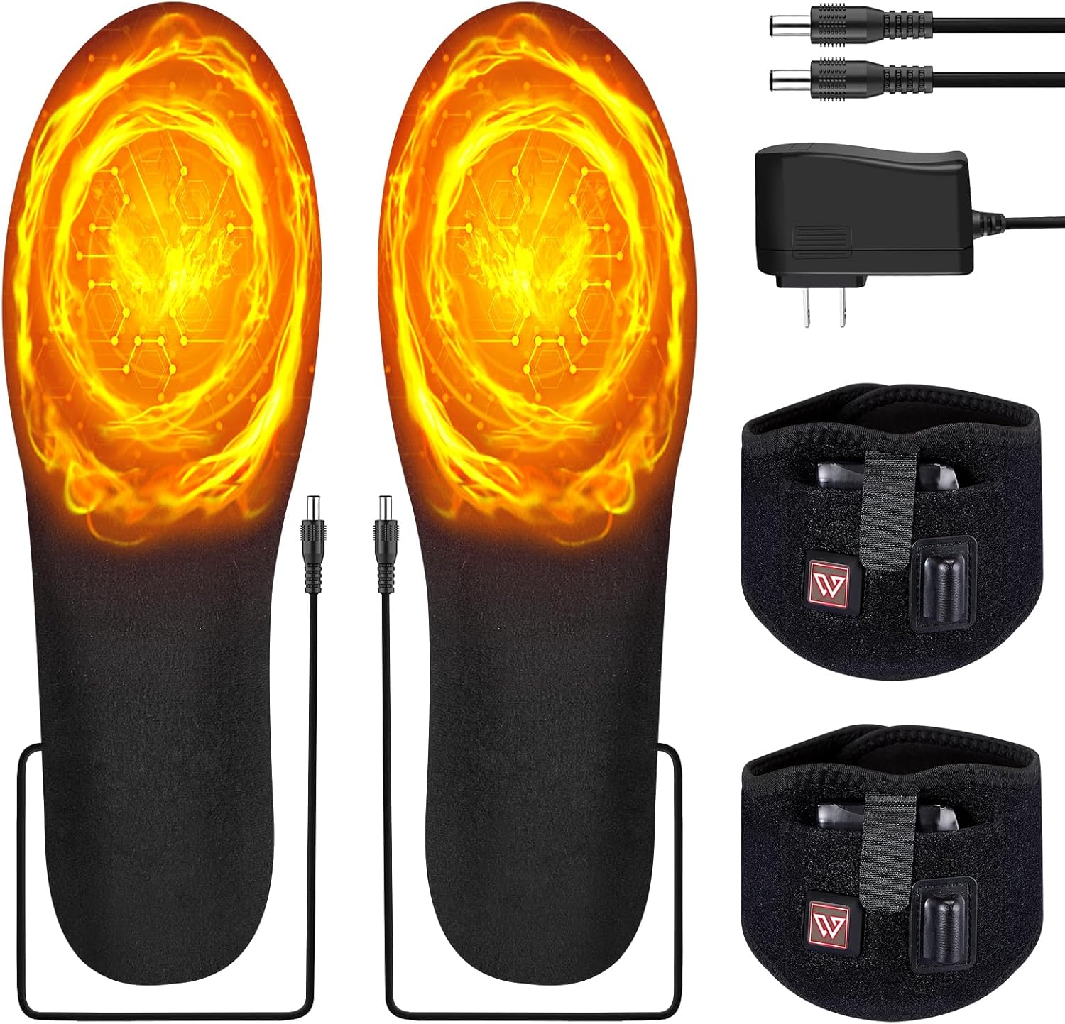 Heated Insoles - Rechargeable 7.4V 2700mAh Battery - Up to 12 Hours Heating - Button Control Foot Warmers for Men & Women - Perfect for Hiking, Camping, Outdoor Use