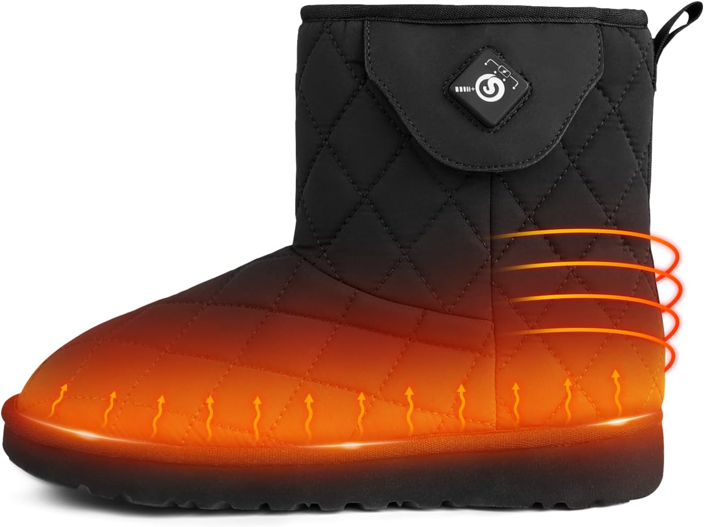 Heated Boot for Women, Heating Foot Warmer Shoes Non-Slip Snow Boots Breathable Waterproof Rechargeable Electric Heat House Slippers 7.4V Batterys Keep Feet Warm Winter Indoor Outdoor Unisex 6 Black