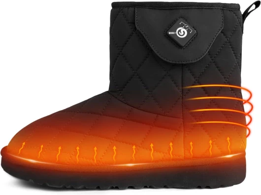 Heated Boot for Women, Heating Foot Warmer Shoes Non-Slip Snow Boots Breathable Waterproof Rechargeable Electric Heat House Slippers 7.4V Batterys Keep Feet Warm Winter Indoor Outdoor Unisex 6 Black