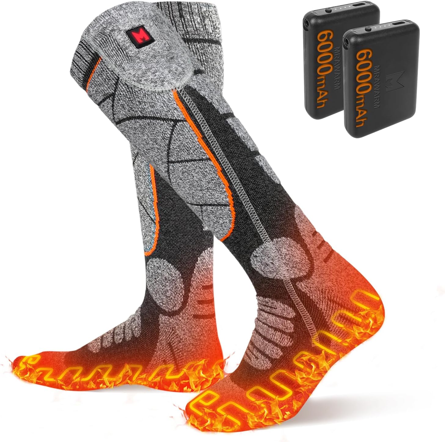 Heated Socks, 5V 6000mAh Rechargeable Heated Socks for Men Women, Battery Heated Socks with 3 Heating Levels for Skiing, Skating, Hiking, Walking, Fishing, Cycling, Motorcycling 2024 US