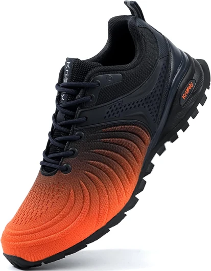 Men's Walking Shoes Breathable Lightweight Fashion Sneakers Non Slip Sport Gym Jogging Trail Running Shoes 10.5 X-Wide Orange-4