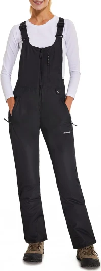 Women's Snow Bibs Ski Waterproof Windproof Insulated Overalls Ripstop Snowboard Pants Winter X-Large Black