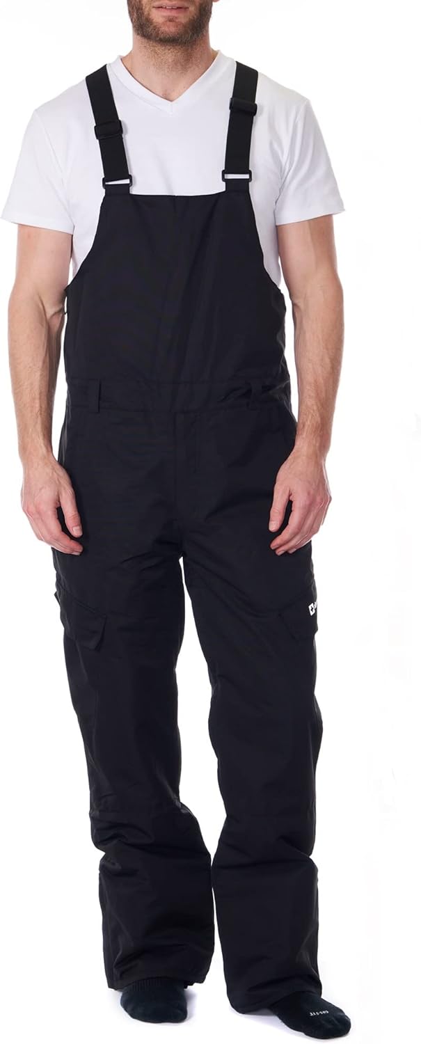 Men’s Insulated Snow Bib Overalls Waterproof Winter Ski & Snowboard Pants with enhanced technical features Large Black