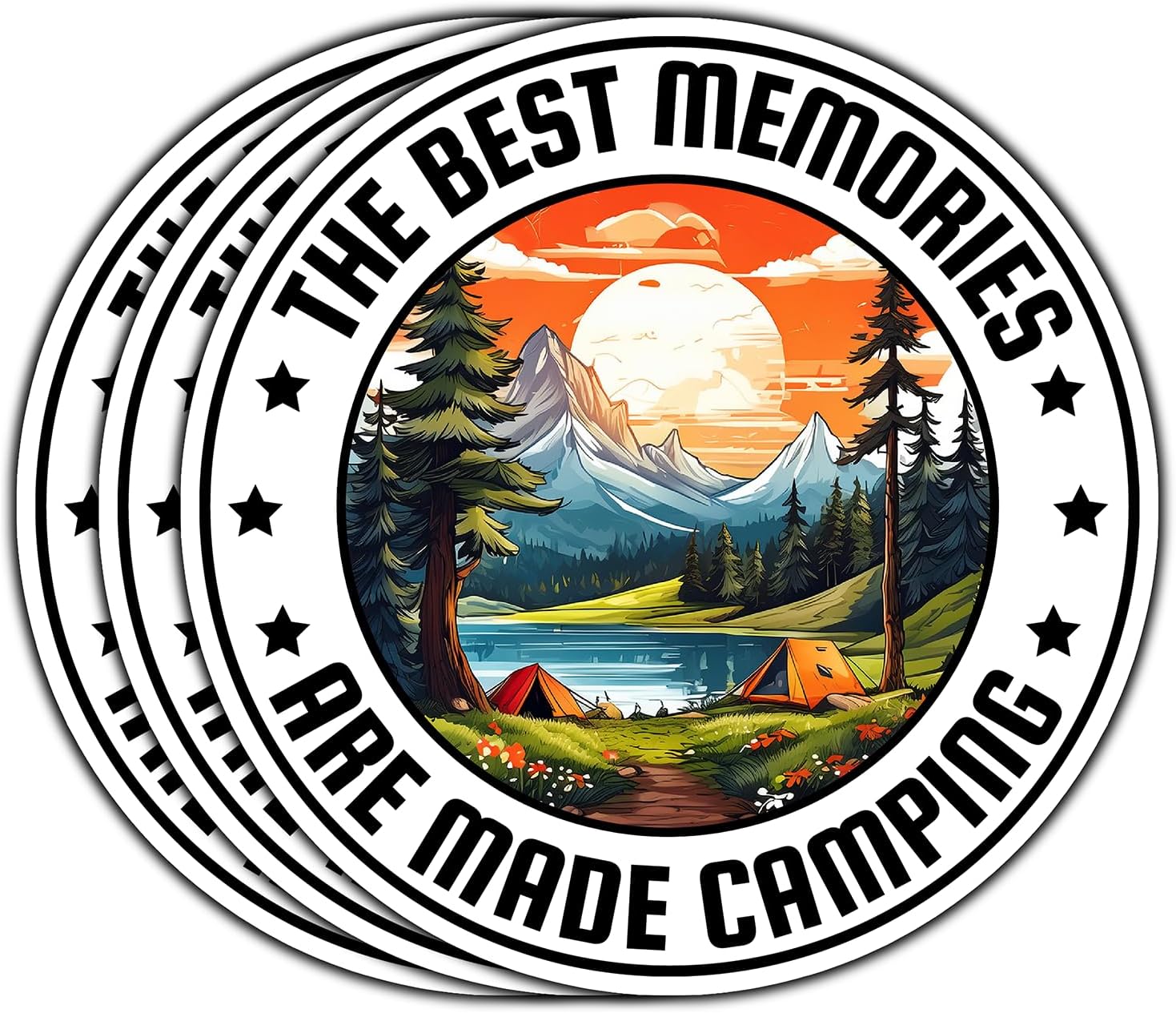 (3Pcs) The Best Memories are Made Camping Sticker Camping Lover Adventure Sticker for Tumbler Phone Case Laptop Waterproof Vinyl Decal for Water Bottle Gifts for Adults Women Men Size 3x3 Inches