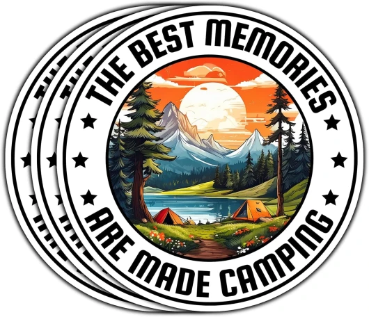 (3Pcs) The Best Memories are Made Camping Sticker Camping Lover Adventure Sticker for Tumbler Phone Case Laptop Waterproof Vinyl Decal for Water Bottle Gifts for Adults Women Men Size 3x3 Inches