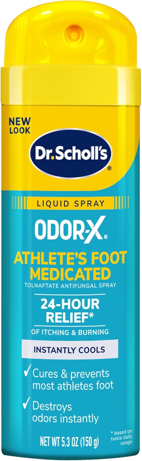 Dr - Scholl's ODOR-X ATHLETE'S FOOT MEDICATED LIQUID SPRAY, 5.3 oz // 24-Hour Relief of Itching & Burning, Instantly Cools, Cures & Prevents Most Athlete's Foot, Destroys Odors Instantly 5.3 Ounce (Pack of 1) Athlete's Foot Spray Treatment
