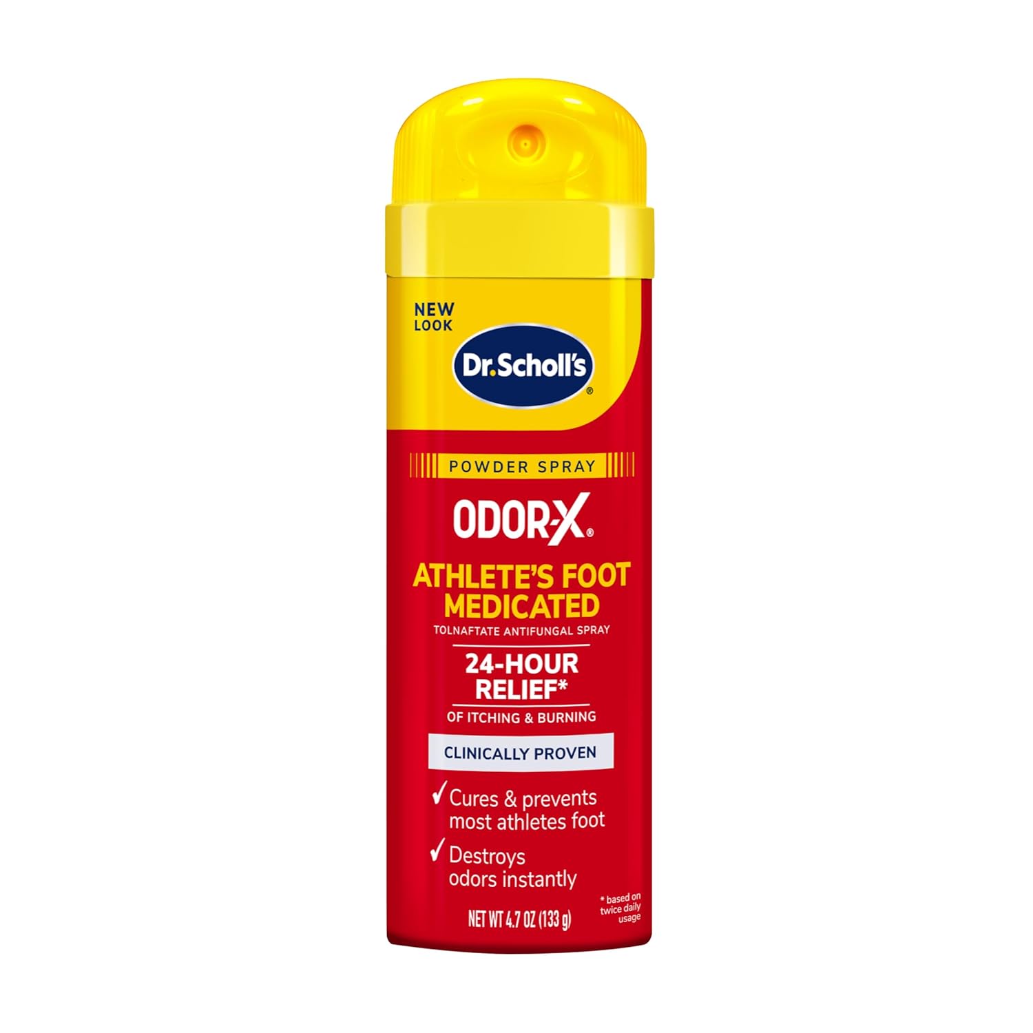 Dr - Scholl's ODOR-X ATHLETE'S FOOT MEDICATED POWDER SPRAY, 4.7 oz // 24-Hour Relief of Itching & Burning, Clinically Proven, Cures & Prevents Most Athlete's Foot, Destroys Odors Instantly 4.7 Ounce (Pack of 1) Spray