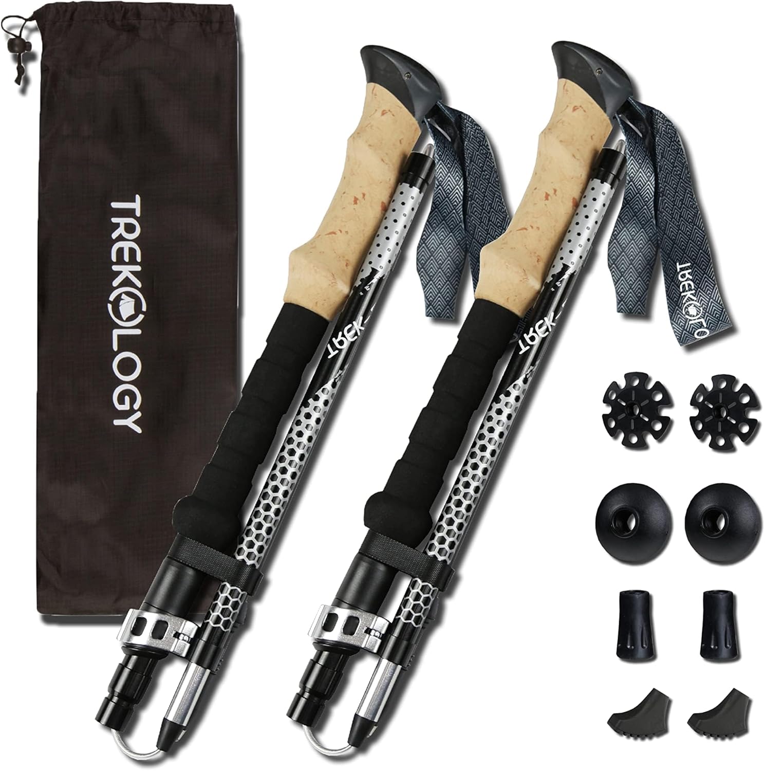 Trek-Z Collapsible Hiking & Trekking Poles - Balance Support for Seniors, Women, and Men, 2pc Per Set TREK-Z Black 100-120cm for Height: 4‘11" to 5'10"