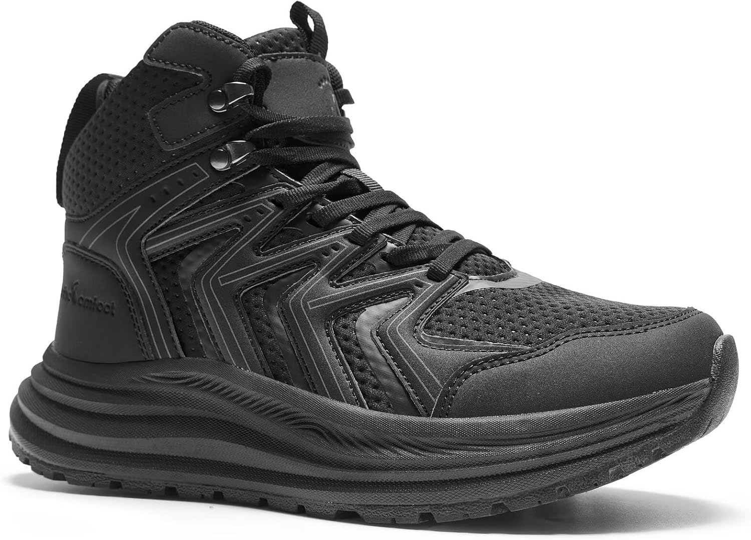 Women's Orthopedic Mid Trekking Hiking Boots: Comfortable Plantar Fasciitis Ankle Support Workout Walking Running Shoes, Orthotic Work Sport Cross Training Trail Sneakers for Feet and Heel Pain Relief 9 W1-black