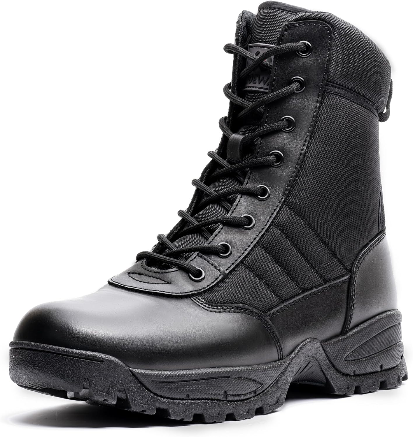Men's Military Tactical Combat Boots Side Zipper Work Motorcycle Boots 8 inch Black 9.5
