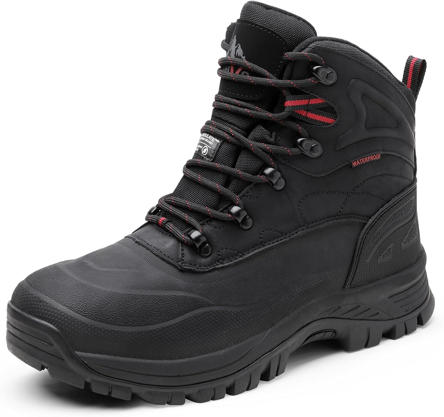 Men's Insulated Waterproof Construction Hiking Winter Snow Boots 10 Black