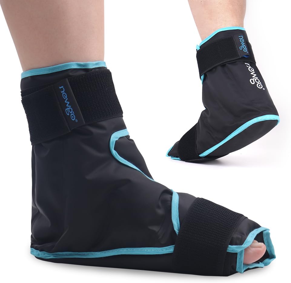 Ice Pack Foot Ankle Ice Pack Wrap for Plantar Fasciitis, Foot Surgery Recovery, Hot Cold Therapy Ice Boot for Bunions, Ankle Injury, Swelling, Burning Feet - Black