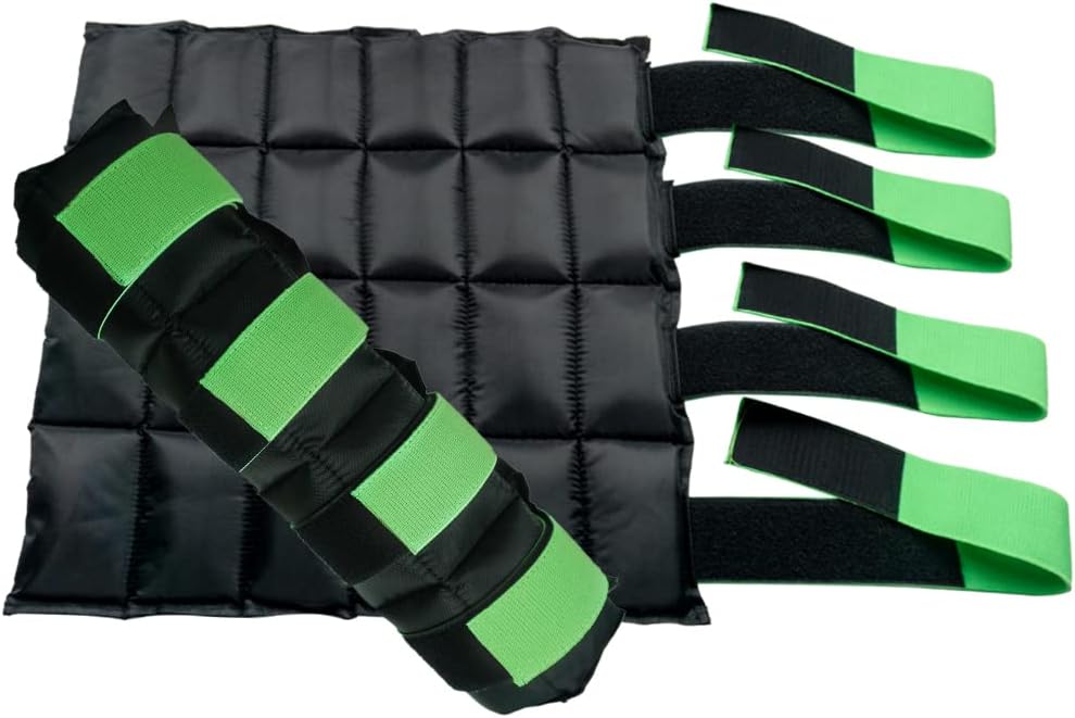 Ice Boot for Horses Ice Pack Wraps, Cooling Wraps for Horse Injuries, Reusable Horse Leg Ice Boot Cold Pack with Flexible Straps, Universal Size, 16.9" x 16.1" - 1 Pair Black & Green Straps
