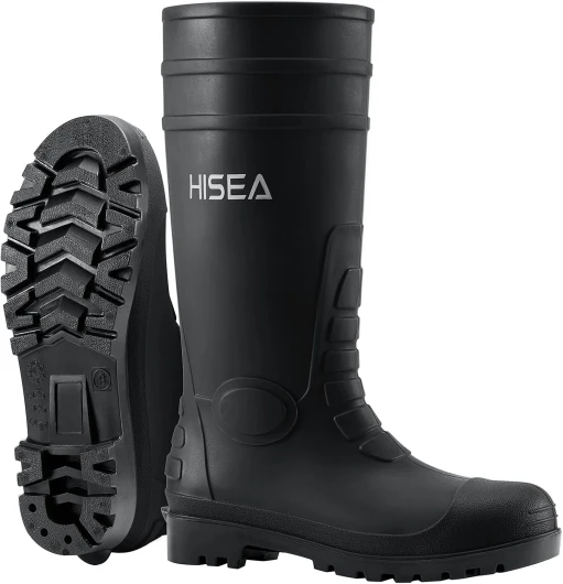 Men's Steel Toe Rain Boots PVC Rubber Boots, Waterproof Garden Fishing Outdoor Work Boots, Durable Slip Resistant Knee Boots for Agriculture and Industrial Working