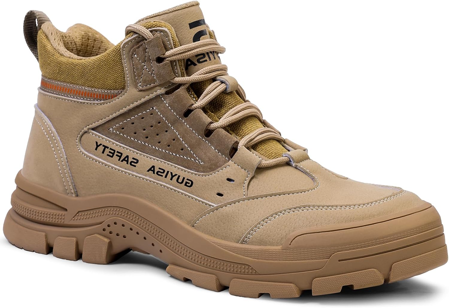 Steel Toe Boots for Men Indestructible Steel Toe Shoes Breathable High Top Work Boots for Men Lightweight Safety Shoes Non Slip Work Shoes Industry Construction Safety Boots 9.5 Brown-3086