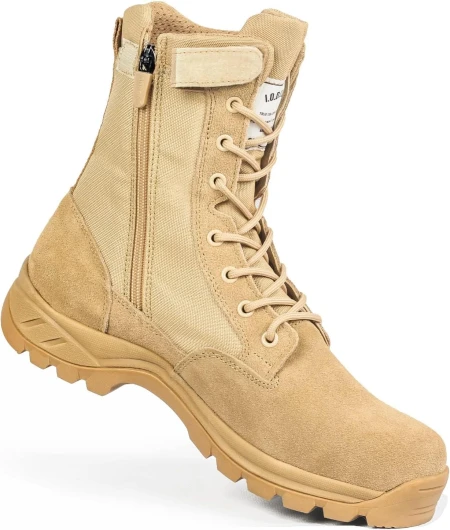 Men's Military Tactical Work Boots with Side Zipper, Puncture Resistant, Desert Combat, Army Jungle, 8 Inch Lightweight Hiking Boots