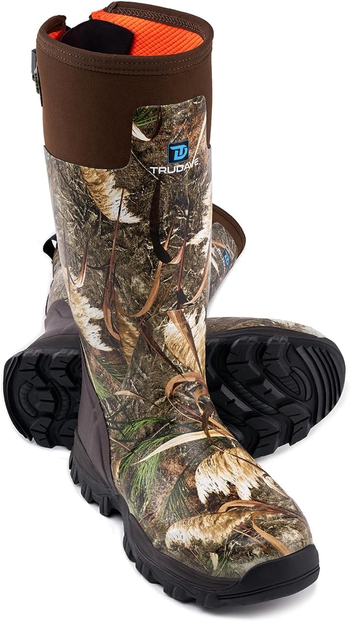 Hunting Boots for Men, Waterproof Rubber Boots with Steel Shank, 5mm Neoprene Camo Insulated Outdoor Hunting Boots (Size 5-14) 8 Reed Grass