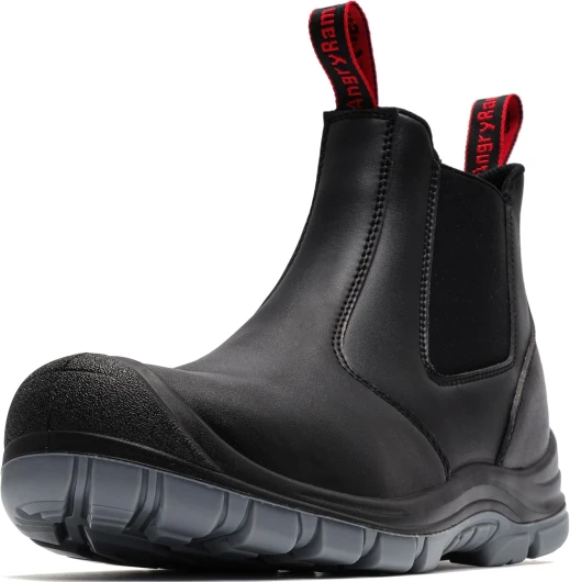 Steel Toe Slip on Work Boots for Men Waterproof Slip Resistant Fire Station Mechanic Boots Comfortable Construction Chelsea Safety Shoes 10.5 Black