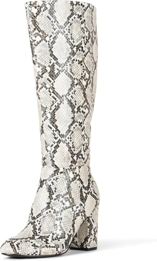 Women's Tall Heel Boot 8.5 Wide Snake Faux Leather