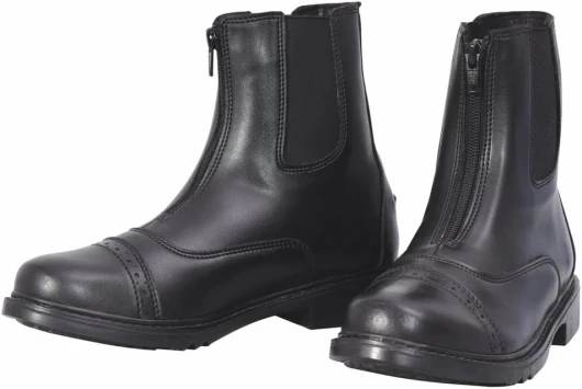 Ladies Starter Front Zip Paddock Boots - Durable, Easy to Clean Water-Resistant Horse Riding Boots for Women 8 Black