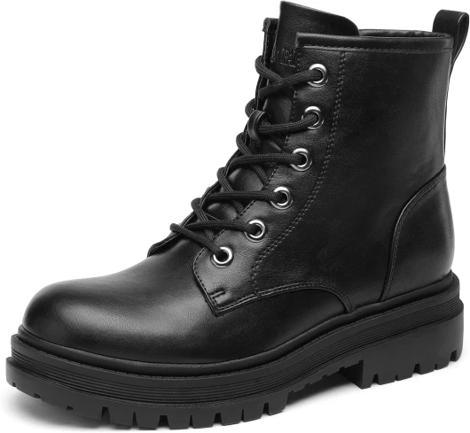 Lace-up Combat Boots Ankle Booties for Women 8 Black