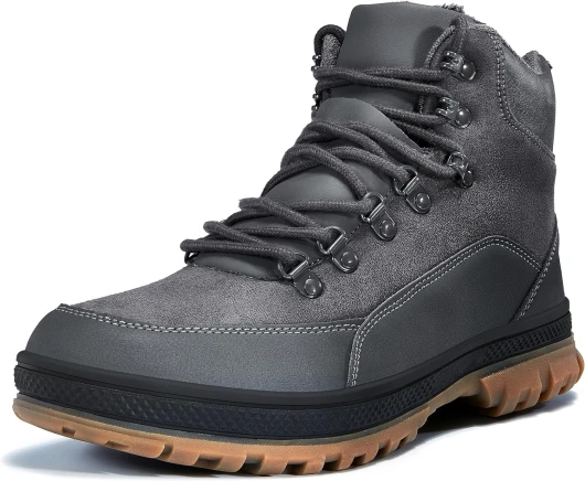 Men's Snow Boots Lightweight Waterproof Winter Boots Fur Lined Anti-slip Cold Weather Shoes 10 Dark Grey