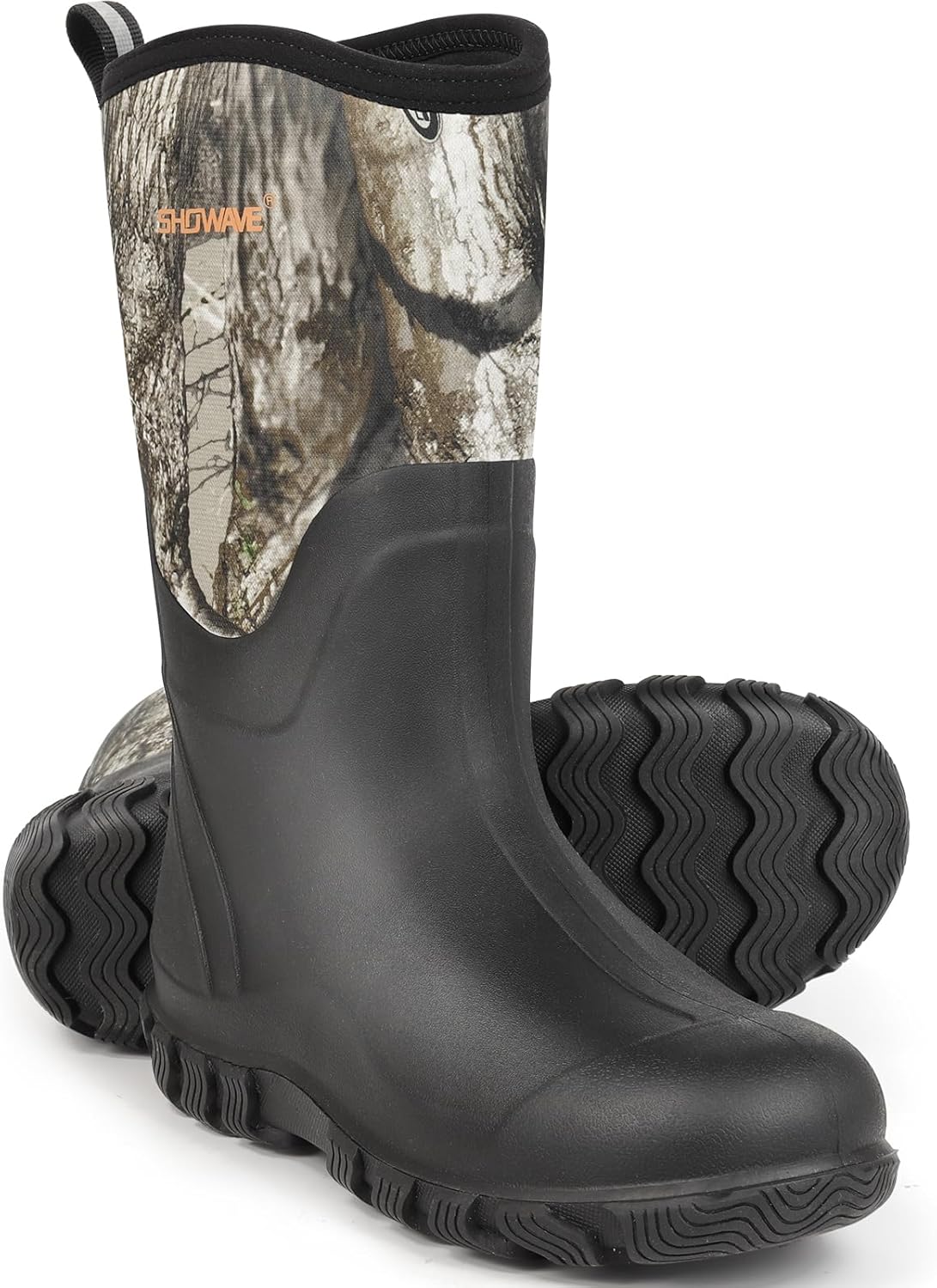 Classic Men's Rubber Boots Waterproof Rain Boots Insulated Neoprene Boot Mud Boot for Farming Hunting Gardening Yard Chore Working 10 Camo