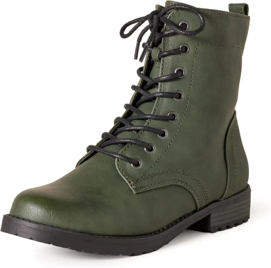 Women's Lace-Up Combat Boots 10 Green