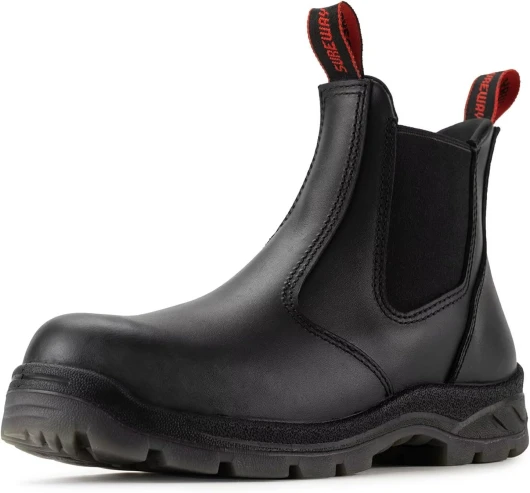 Men's Slip On Work Boots for Men,Upgraded Slip/Water Resistant,Electric Hazard,Fire Station Mechanic Work Boots/Shoes 9 Black Composite-toe