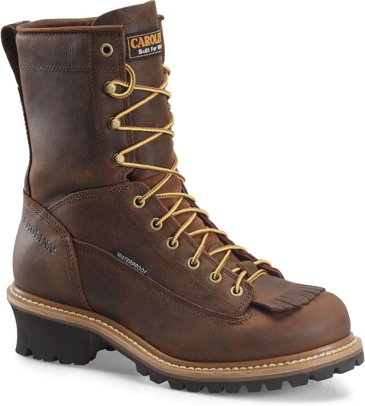 Spruce 8" Soft Toe Waterproof Logger Work Boot for Men, Durable Leather, Oil & Slip Resistant, EH Rated 9 Dark Brown