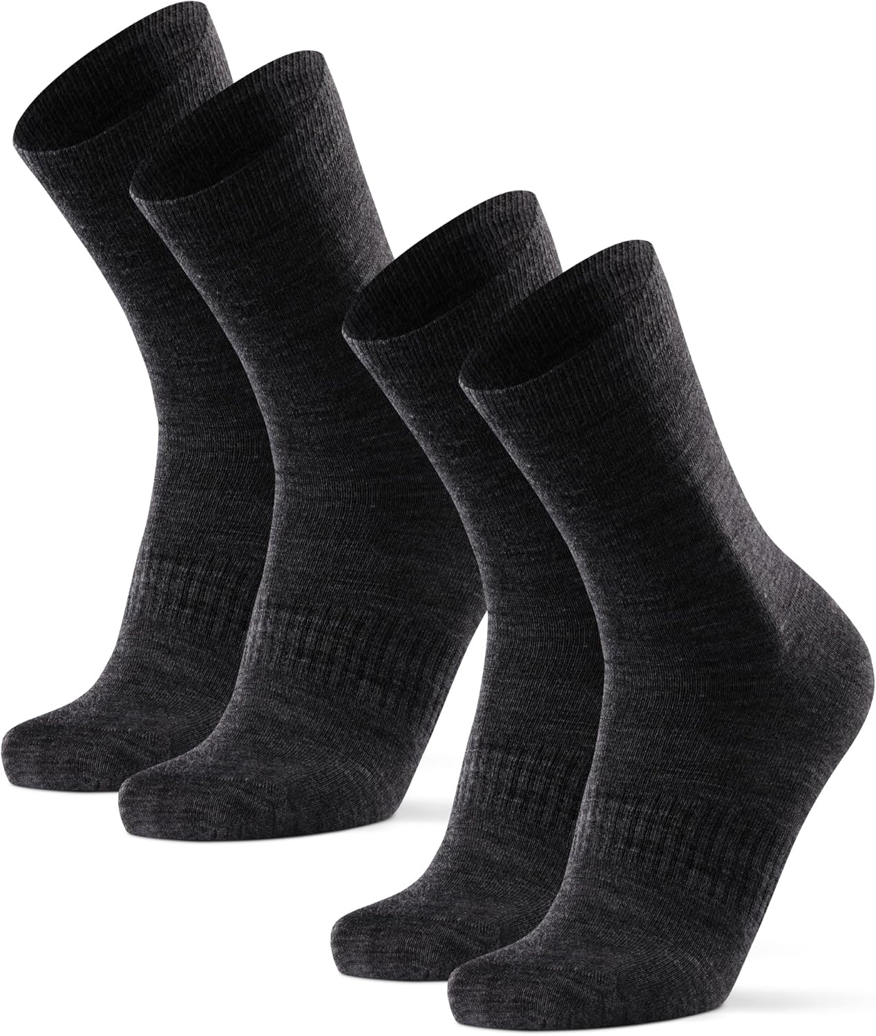 Merino Wool Liner Hiking & Walking Socks, Blister Socks, Thermal, Breathable, for Men and Women - 2-Pack 6.5 - 8.5 Grey
