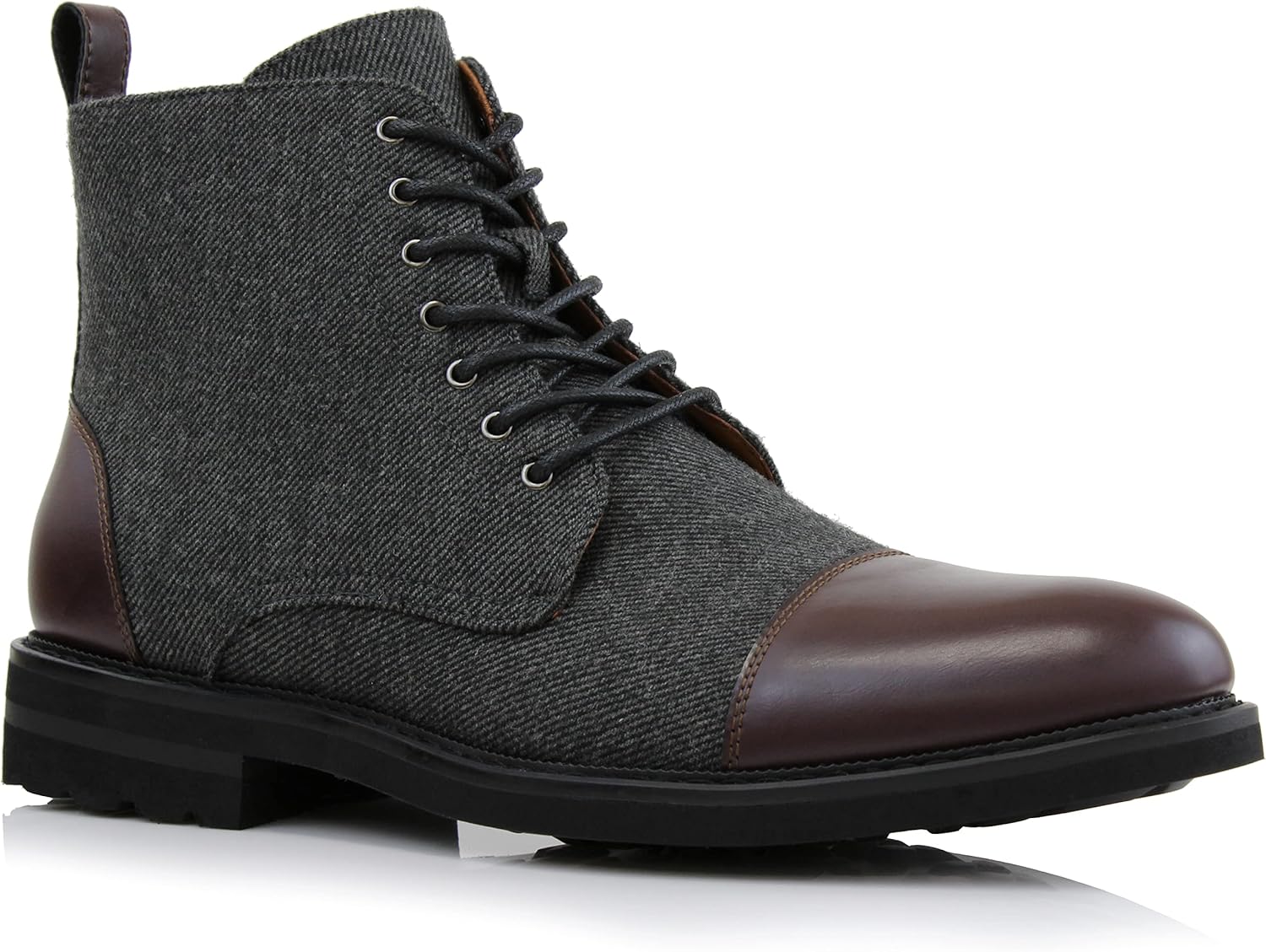 Brooke MPX806061 Grey Woolen and Leather Lace-up Fashion Chukka Boots with Zipper Closure 10.5 Merlot & Wool