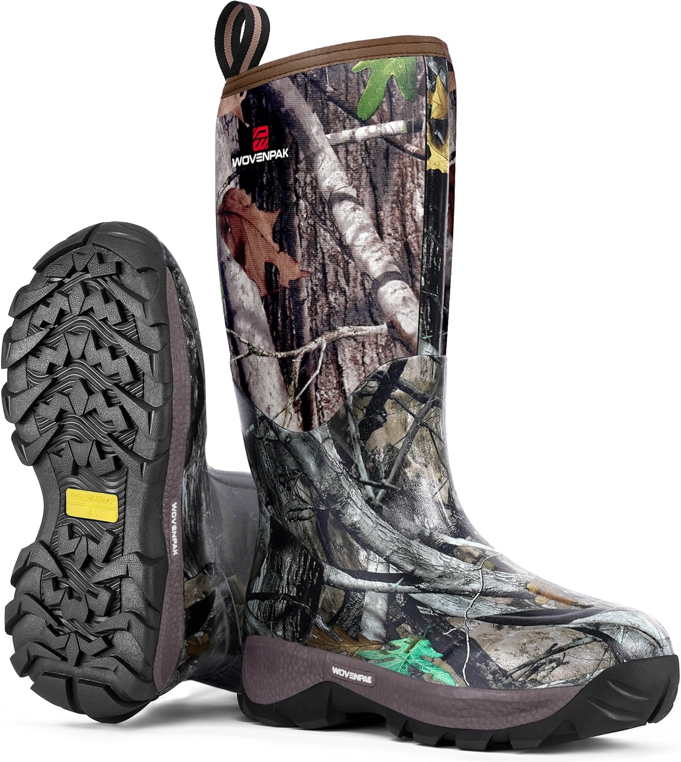 WOVENPAK Rubber Boots for Women, Waterproof Rain Boots Women with Steel Shank, Insulated Hunting Boots, Neoprene Garden Mud Boots All Season for Hunting, Gardening, Farming, Size 6-11 10 Camo G2 Full