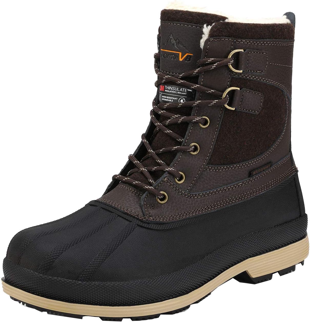 Men's Waterproof Winter Snow Boots AVENUE 11 Dark/Brown/Black