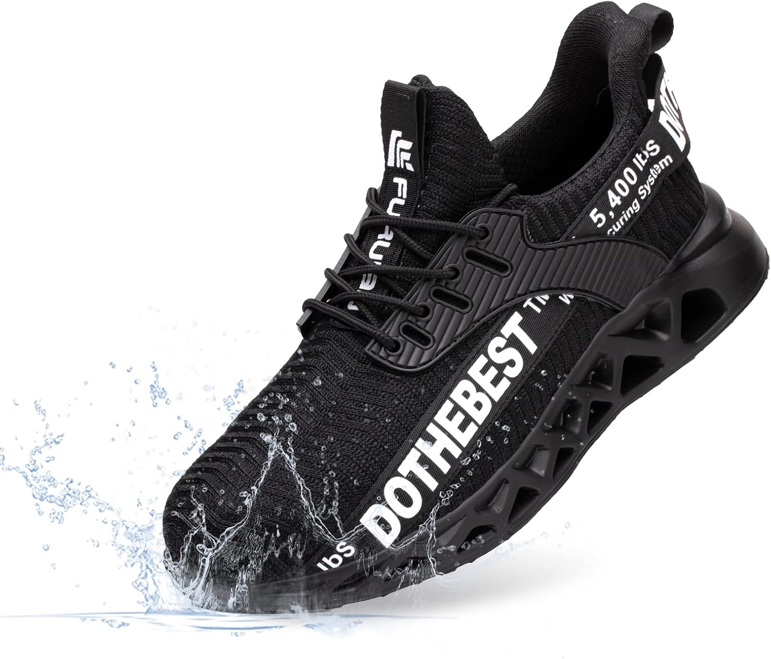 Steel Toe Sneakers for Men Women Lightweight Safety Shoes Comfortable Puncture Proof Slip On Indestructible Work Shoes 12.5 Women/11 Men Waterproof Black