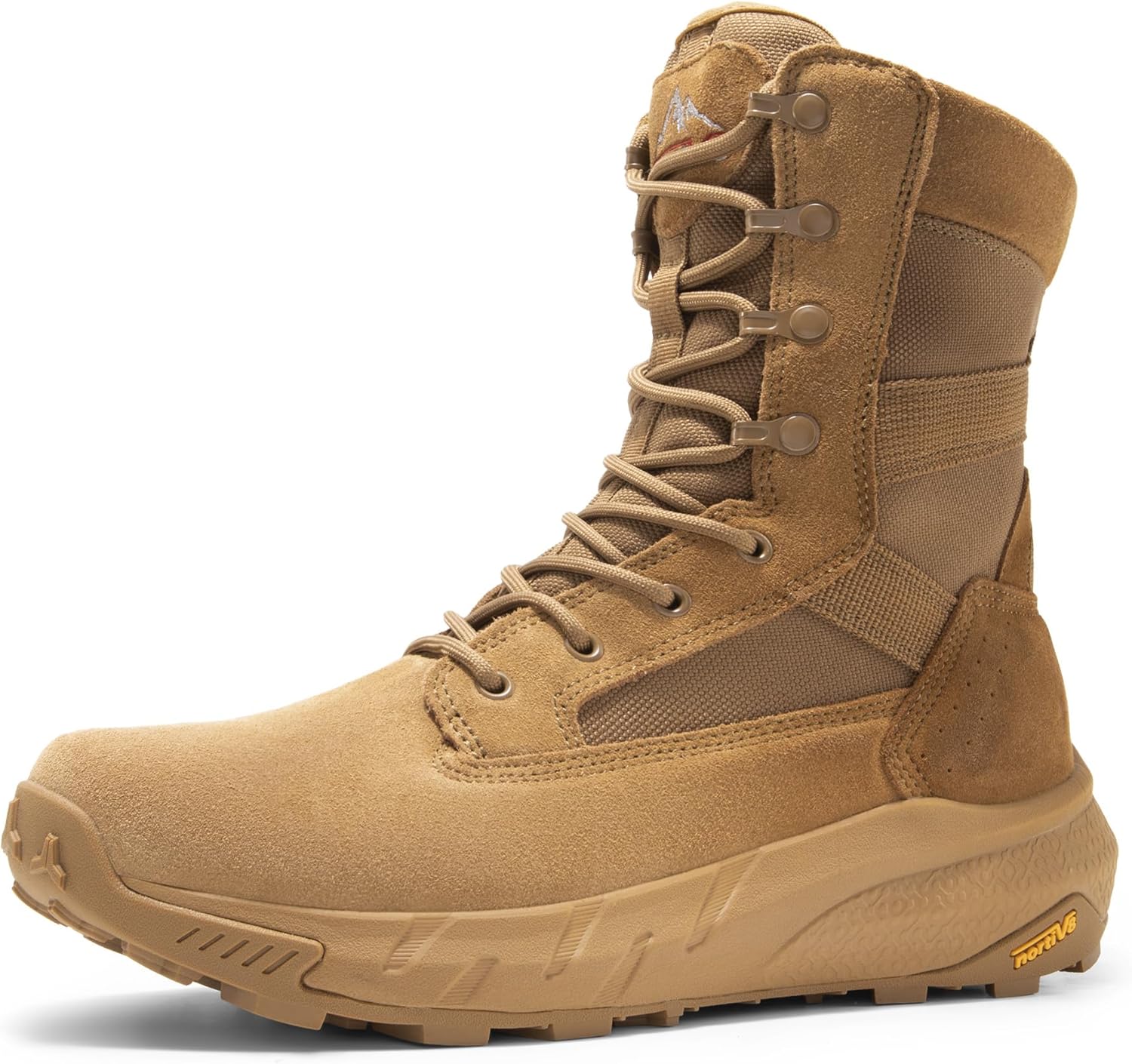 Men's Breathable Tactical Military Work Boots Side Zipper Leather Lightweight Hiking Motorcycle Combat Boots 8 Inches Peakforce 10.5 Coyote