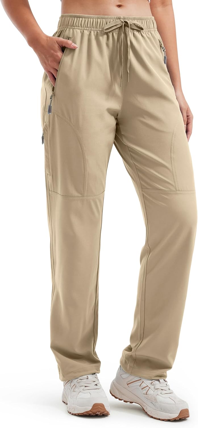Women's Hiking Pants Lightweight Quick Dry Cargo Pants Casual Safari Work Travel Clothes Petite/Regular/Tall Regular 29" X-Large Medium Khaki