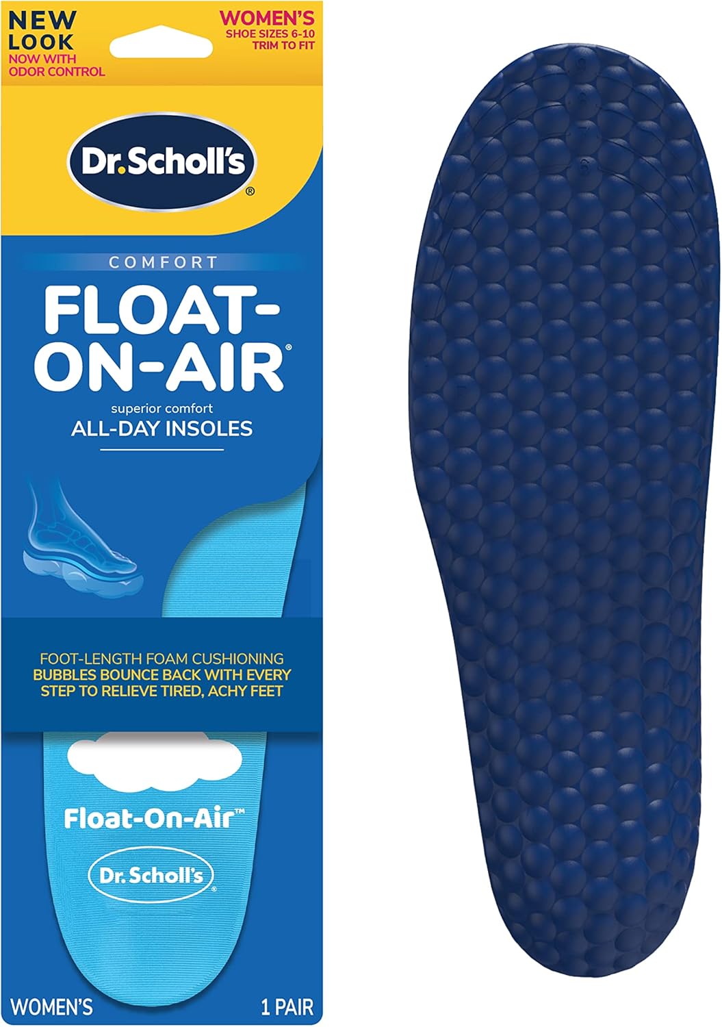 Dr - Scholl's® Float-On-Air® Comfort Insoles, Women, 1 Pair, Full Length Dark Blue Trim to fit Women's Shoe Sizes (6-10)