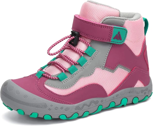 Kids Water Resistant Hiking Boots, Boys Girls Anti Collision Anti-Skid Athletic Outdoor Adventure Trekking Shoes 13 Little Kid Purple/Green