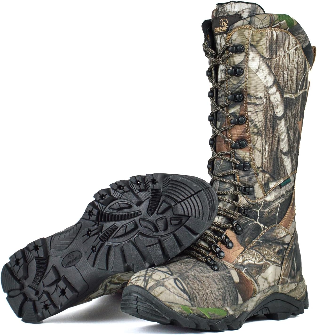 Men's Waterproof Hunting Boots 16" Side-Zip Snakeproof Boots with Steel Shank, Non-slip Camo Boot for Outdoor Work 8 Brown