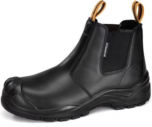 Safety Boots for Men Waterproof Work Boots Cow Leather Slip On Chelsea Composite Toe Cap Work Shoes Wide Fit 11 Wide Wr-【composite Toe】